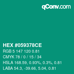 Farbcode: HEX #059378CE | qconv.com