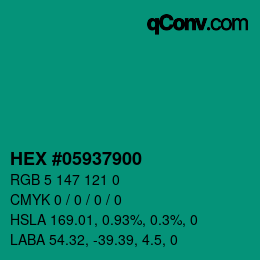 カラーコード: HEX #05937900 | qconv.com
