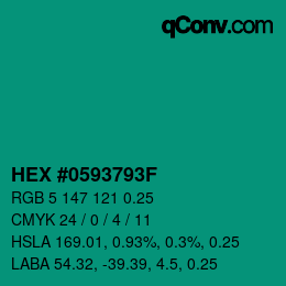 Code couleur: HEX #0593793F | qconv.com