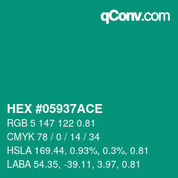 Code couleur: HEX #05937ACE | qconv.com