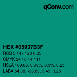 Código de color: HEX #05937B3F | qconv.com