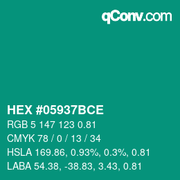 Farbcode: HEX #05937BCE | qconv.com