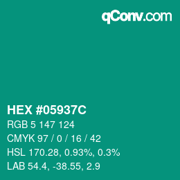 Color code: HEX #05937C | qconv.com