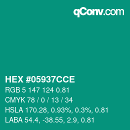Code couleur: HEX #05937CCE | qconv.com