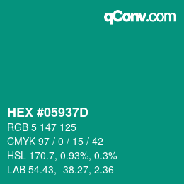 Code couleur: HEX #05937D | qconv.com