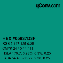 Código de color: HEX #05937D3F | qconv.com