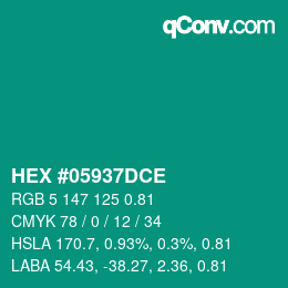 Farbcode: HEX #05937DCE | qconv.com