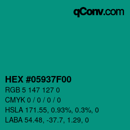 Código de color: HEX #05937F00 | qconv.com