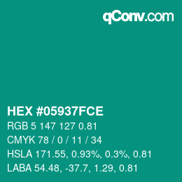 Farbcode: HEX #05937FCE | qconv.com