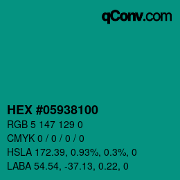 Color code: HEX #05938100 | qconv.com