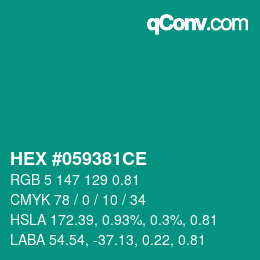 颜色代码: HEX #059381CE | qconv.com