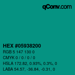 カラーコード: HEX #05938200 | qconv.com