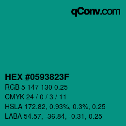 Code couleur: HEX #0593823F | qconv.com