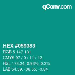 Code couleur: HEX #059383 | qconv.com
