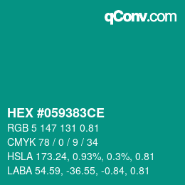 Farbcode: HEX #059383CE | qconv.com
