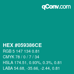 颜色代码: HEX #059386CE | qconv.com