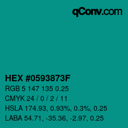 Farbcode: HEX #0593873F | qconv.com