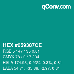 Farbcode: HEX #059387CE | qconv.com