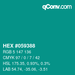 Código de color: HEX #059388 | qconv.com