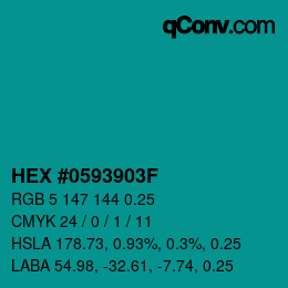Farbcode: HEX #0593903F | qconv.com