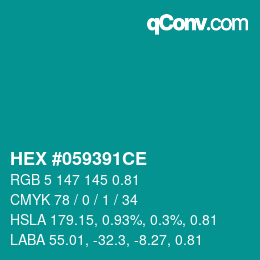 颜色代码: HEX #059391CE | qconv.com