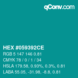 Code couleur: HEX #059392CE | qconv.com