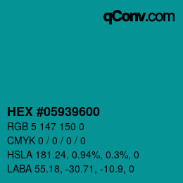 カラーコード: HEX #05939600 | qconv.com