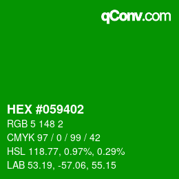 颜色代码: HEX #059402 | qconv.com