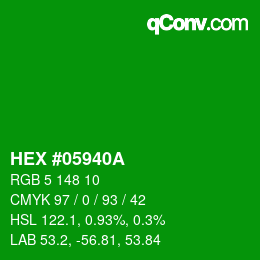 Código de color: HEX #05940A | qconv.com