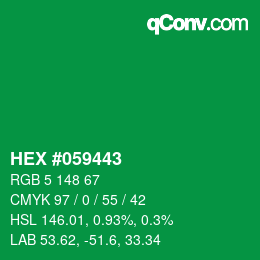 颜色代码: HEX #059443 | qconv.com