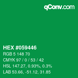 カラーコード: HEX #059446 | qconv.com