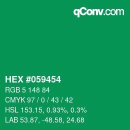 Code couleur: HEX #059454 | qconv.com