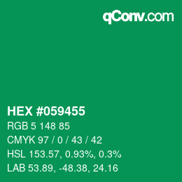 颜色代码: HEX #059455 | qconv.com