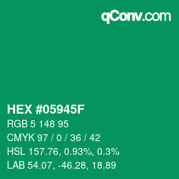 颜色代码: HEX #05945F | qconv.com