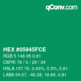 颜色代码: HEX #05945FCE | qconv.com