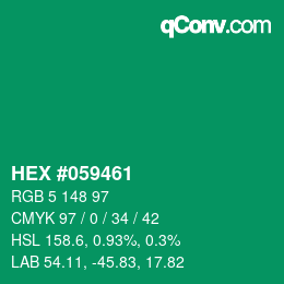 Farbcode: HEX #059461 | qconv.com