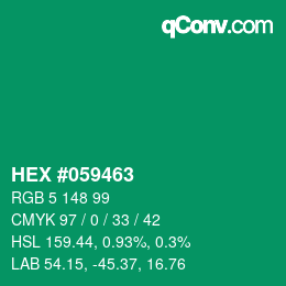 Farbcode: HEX #059463 | qconv.com