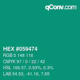 Color code: HEX #059474 | qconv.com
