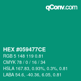 Farbcode: HEX #059477CE | qconv.com