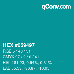 Farbcode: HEX #059497 | qconv.com