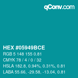 Code couleur: HEX #05949BCE | qconv.com