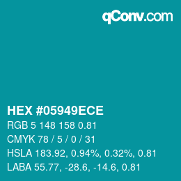 Code couleur: HEX #05949ECE | qconv.com