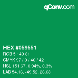 カラーコード: HEX #059551 | qconv.com