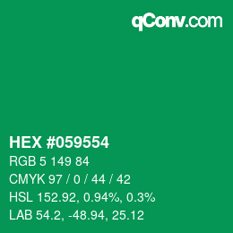 Farbcode: HEX #059554 | qconv.com