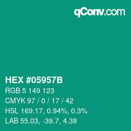 Farbcode: HEX #05957B | qconv.com