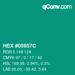Code couleur: HEX #05957C | qconv.com