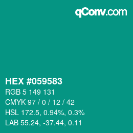 Code couleur: HEX #059583 | qconv.com