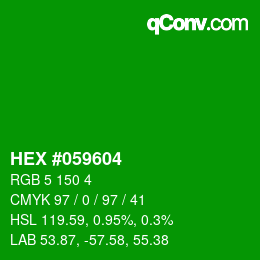 Farbcode: HEX #059604 | qconv.com