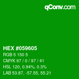 Farbcode: HEX #059605 | qconv.com