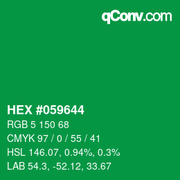 颜色代码: HEX #059644 | qconv.com